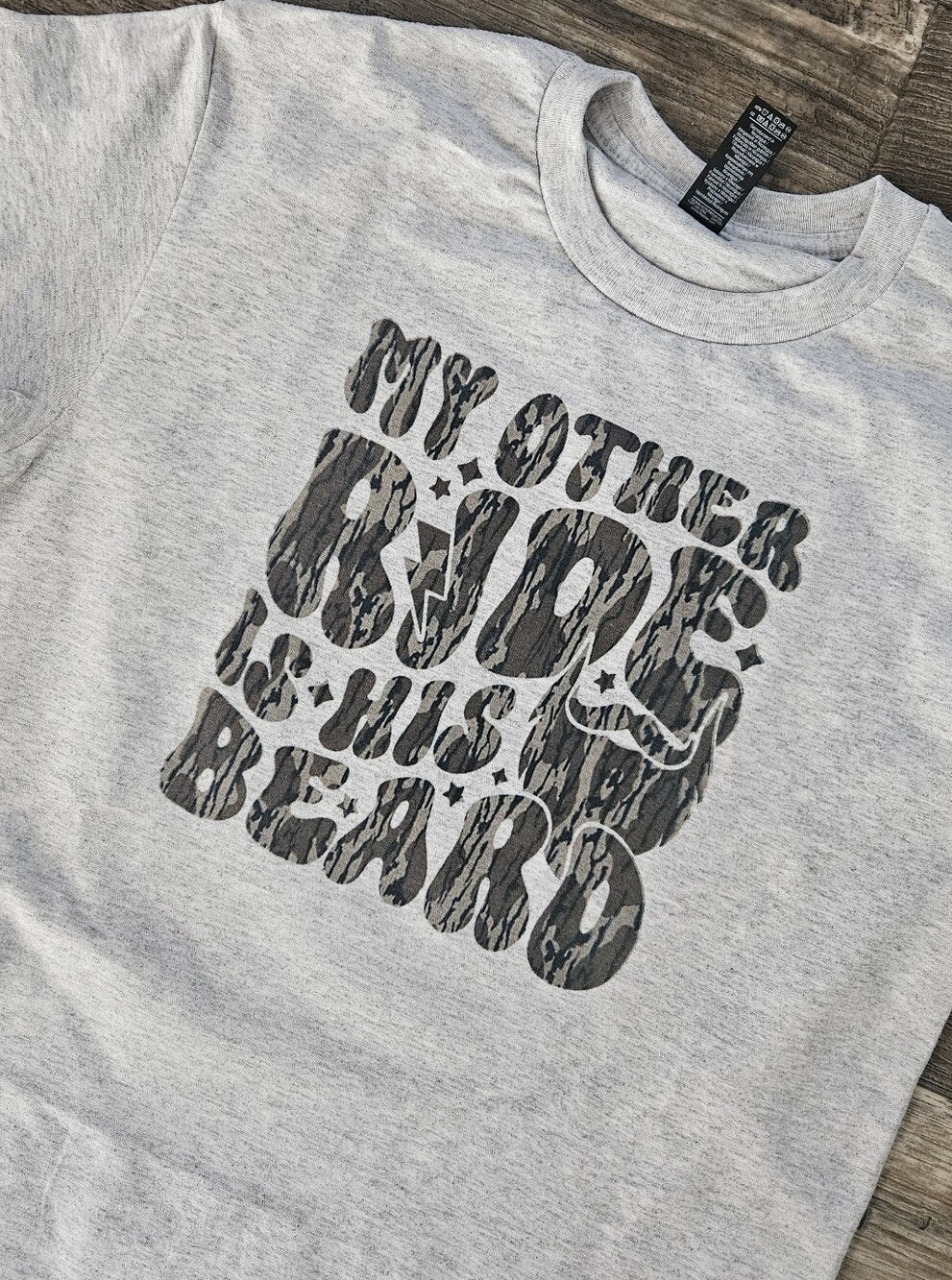 Funny shirt my other ride is his beard humor retro popular Camo Biker